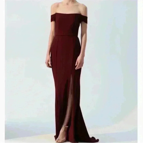 Amsale Eden Dress Size 6 In Ruby (Burgundy Red Shade) Bridesmaid BHLDN Maxi - Picture 4 of 13